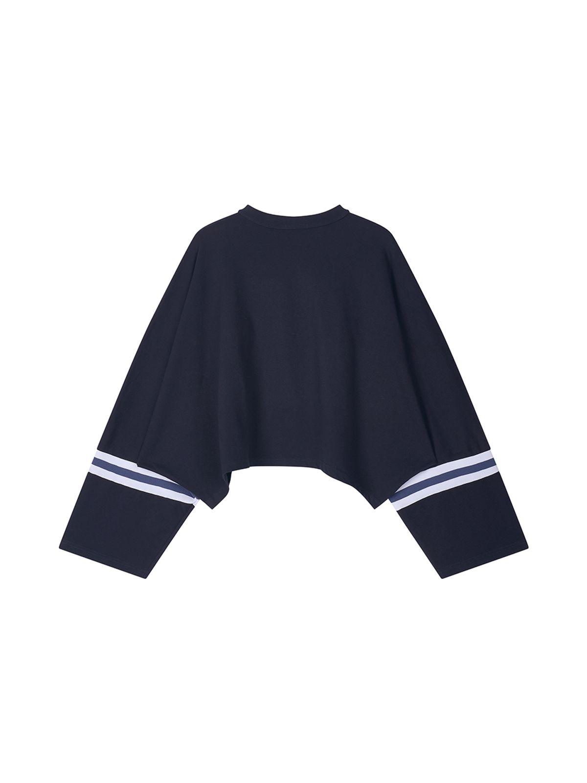 에즈이프 캘리(ASIF CALIE) V-NECK LOGO CROP LONG SLEEVE NAVY