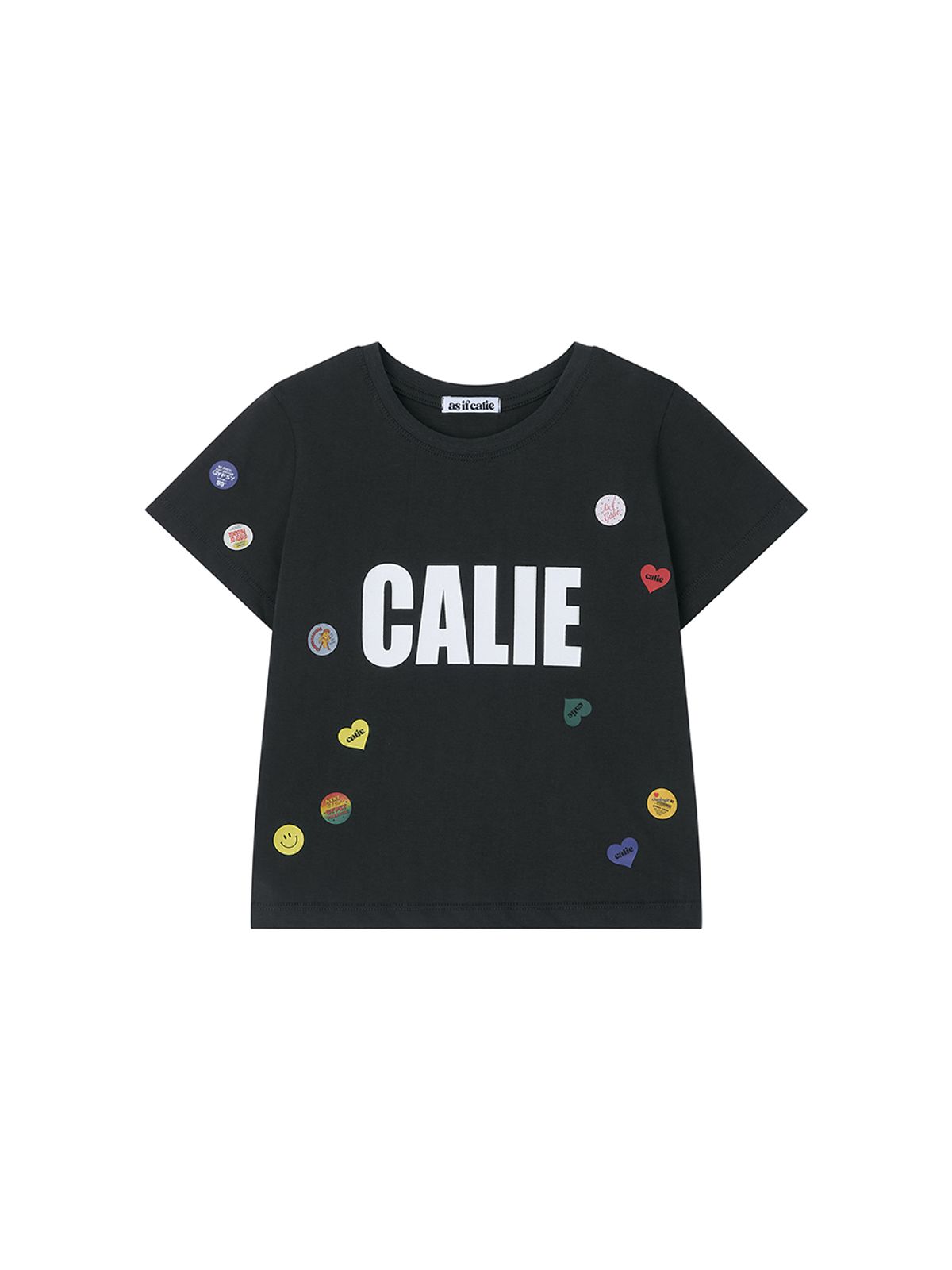 에즈이프 캘리(ASIF CALIE) STICKER BOMB CALIE CROP T-SHIRT CHARCOAL