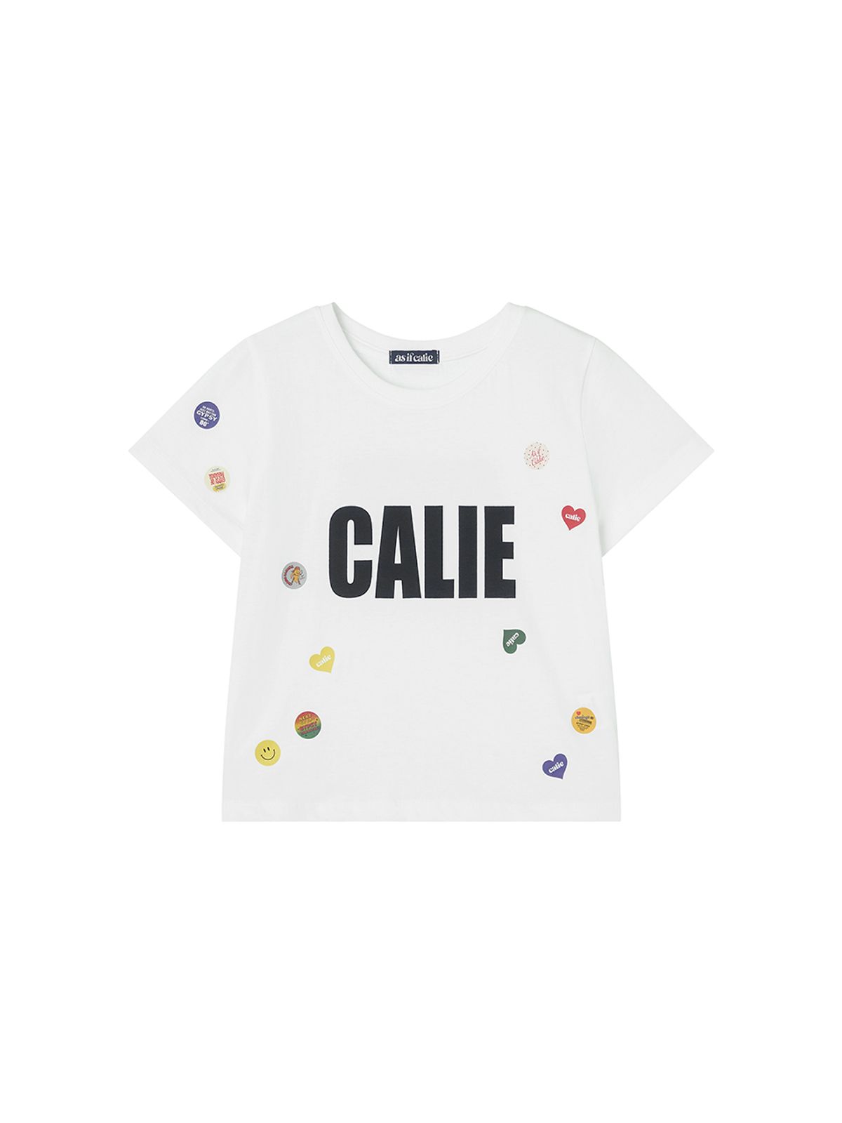 에즈이프 캘리(ASIF CALIE) STICKER BOMB CALIE CROP T-SHIRT WHITE