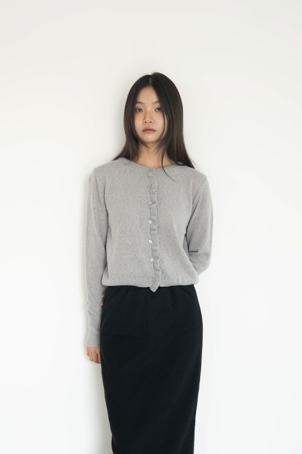 에리아(ERIA) 에스더 울 가디건 (라이트 그레이)