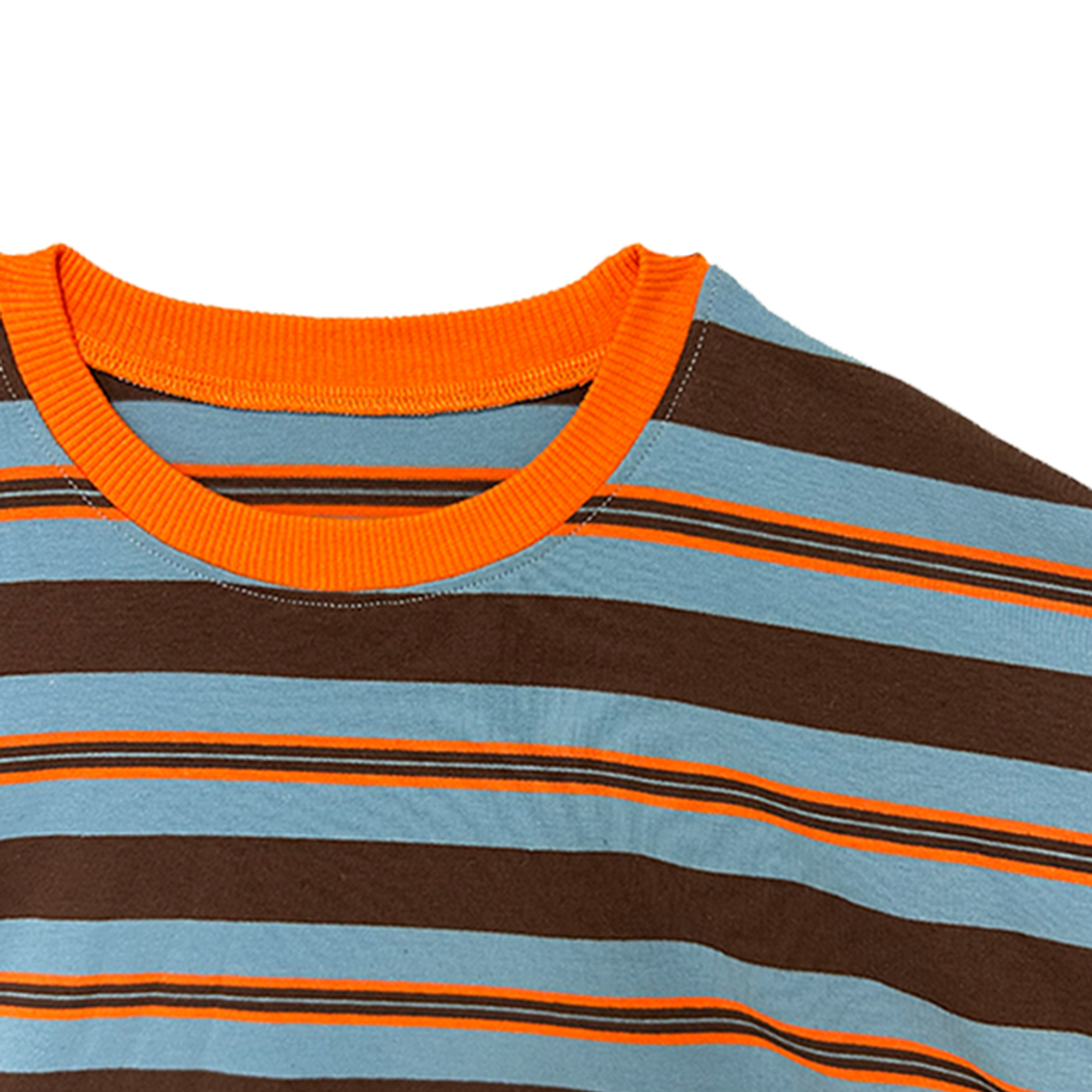 라메종드도도(LA MAISON DE DODO) DODO BASIC Oversized Stripe T Shirt (Orange/Blue)_긴팔티셔츠