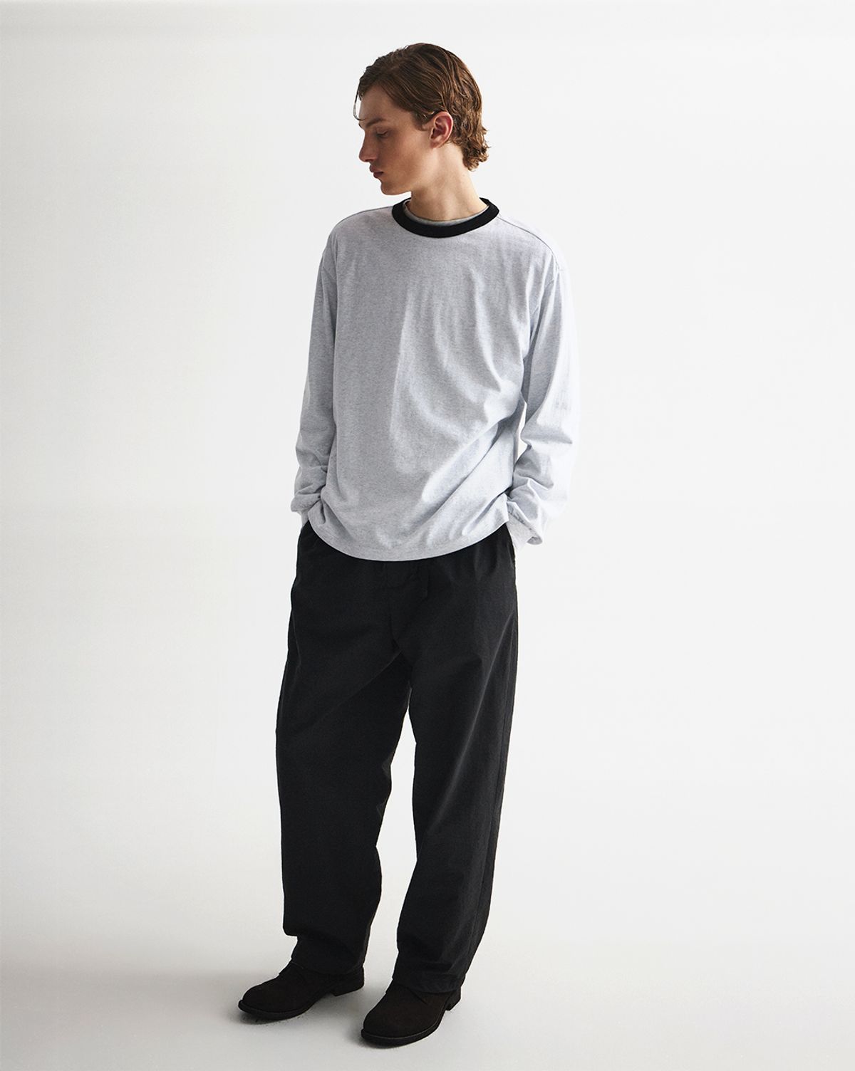 언어펙티드 에센셜(UNAFFECTED ESSENTIAL) RINGER LONG SLEEVES / L.GREY MELANGE