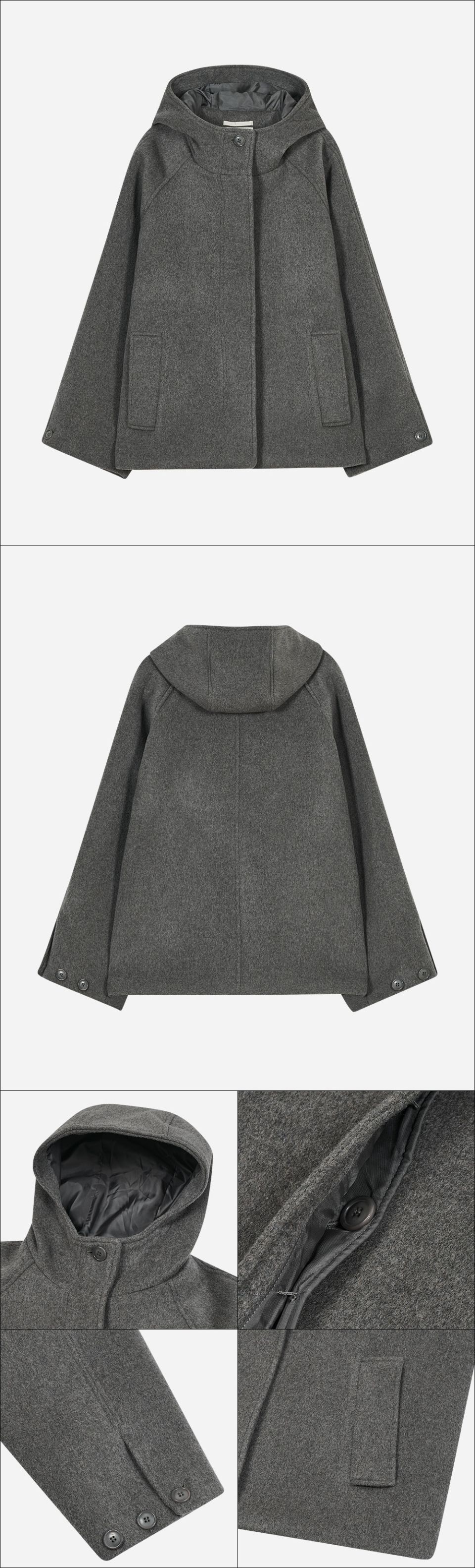 typeservice Hooded Half Coat フードハーフコート MUSINSA公式 | TYPESERVICE Hooded Half Coat [Gray]