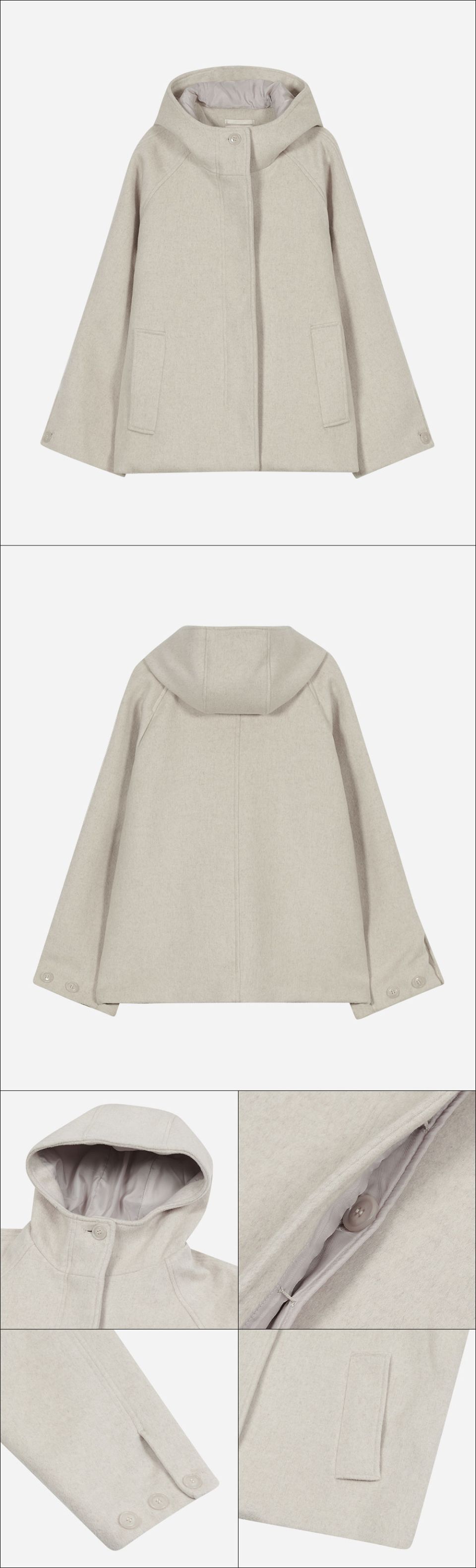 MUSINSA公式 | TYPESERVICE Hooded Half Coat [Oatmeal]