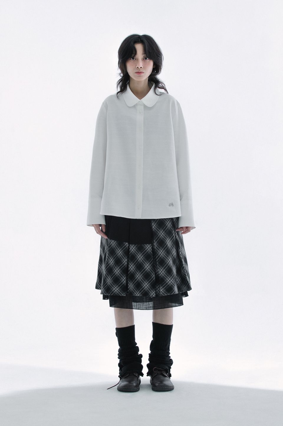 HUGYOURSKIN 新作Check Pleated Midi Skirt MUSINSA | HUG YOUR SKIN Check Pleated Midi Skirt (Black)