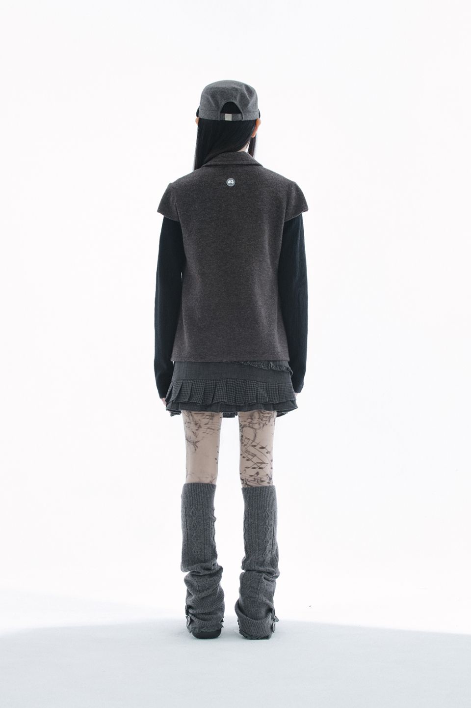 MUSINSA | HUG YOUR SKIN Round collar knit jacket (Brown)