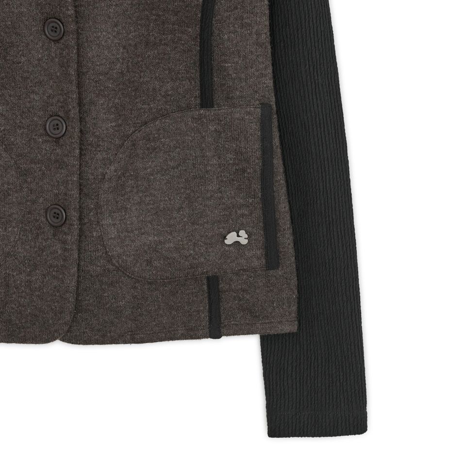 MUSINSA | HUG YOUR SKIN Round collar knit jacket (Brown)