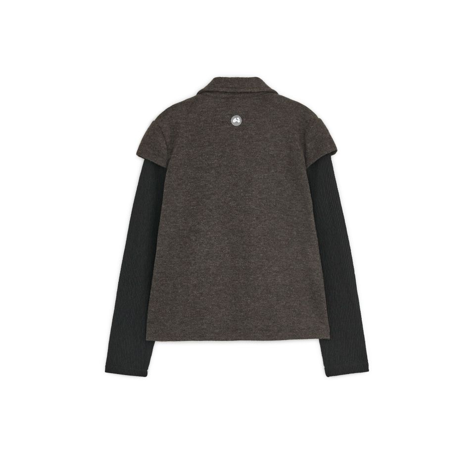 トップス HUG YOUR SKIN Round collar knit jacket MUSINSA | HUG YOUR SKIN Round collar knit jacket (Brown)