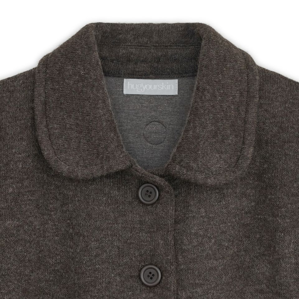 MUSINSA | HUG YOUR SKIN Round collar knit jacket (Brown)