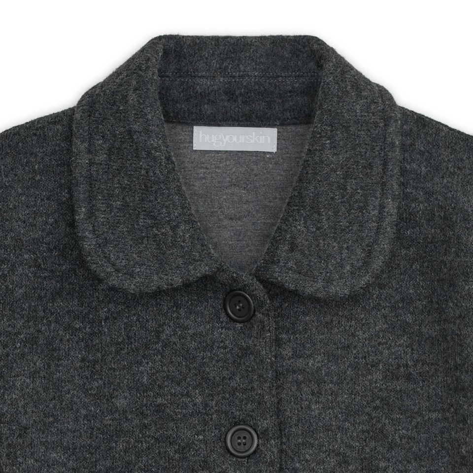 MUSINSA | HUG YOUR SKIN Round collar knit jacket (Charcoal)