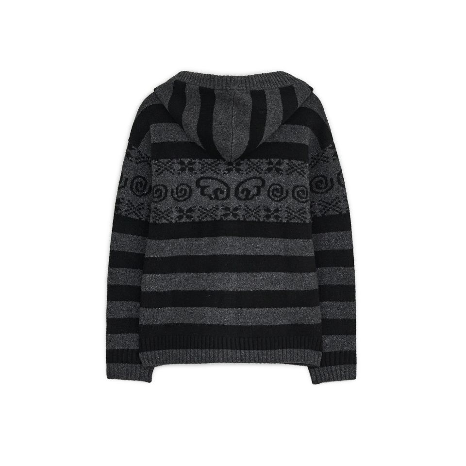 MUSINSA | HUG YOUR SKIN Angel wing hooded pom-pom cardigan (Charcoal)