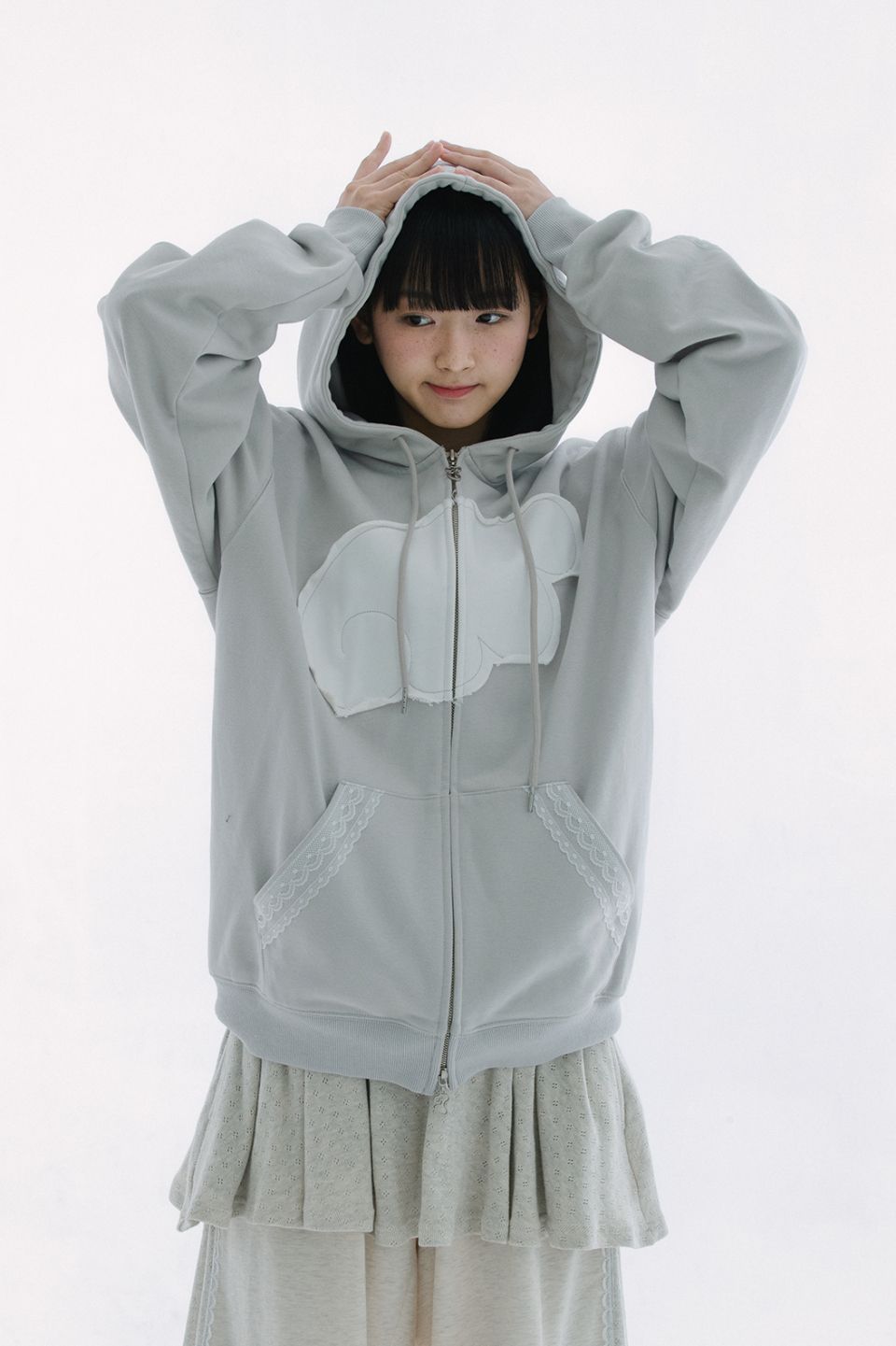トップス hug your skin Angel wing hoodie zip-up MUSINSA | HUG YOUR SKIN Angel wing hoodie zip-up (Gray)