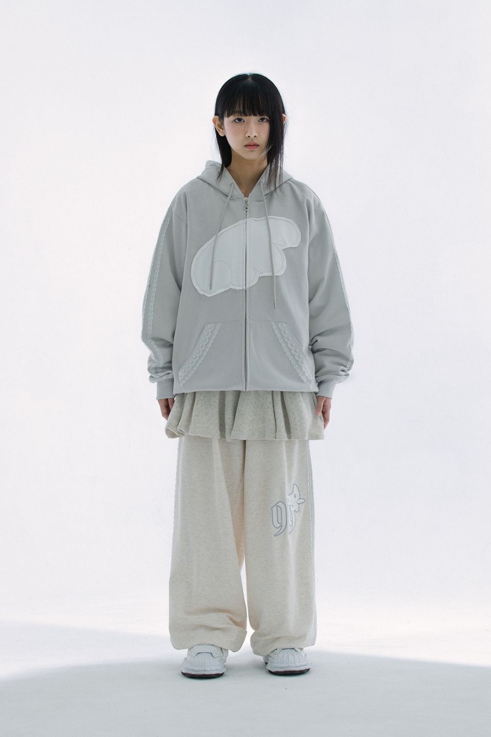 トップス hug your skin Angel wing hoodie zip-up MUSINSA | HUG YOUR SKIN Angel wing hoodie zip-up (Gray)