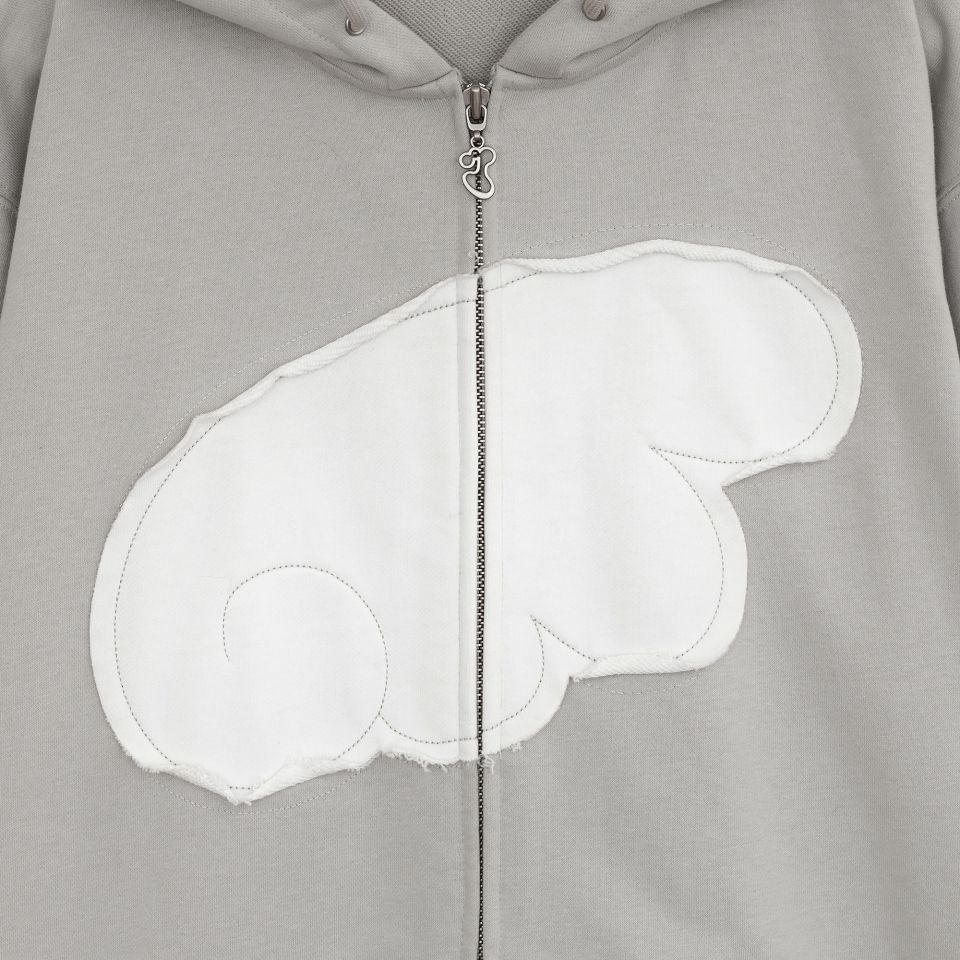 MUSINSA | HUG YOUR SKIN Angel wing hoodie zip-up (Gray)