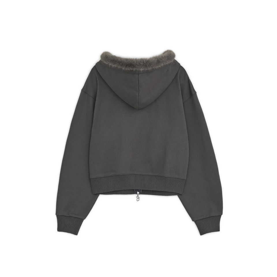 Musinsa ムシンサ　Noirnine ヌアールナイン　ファージャケット MUSINSA | HUG YOUR SKIN Hotfix fur hoodie zip-up (Charcoal)