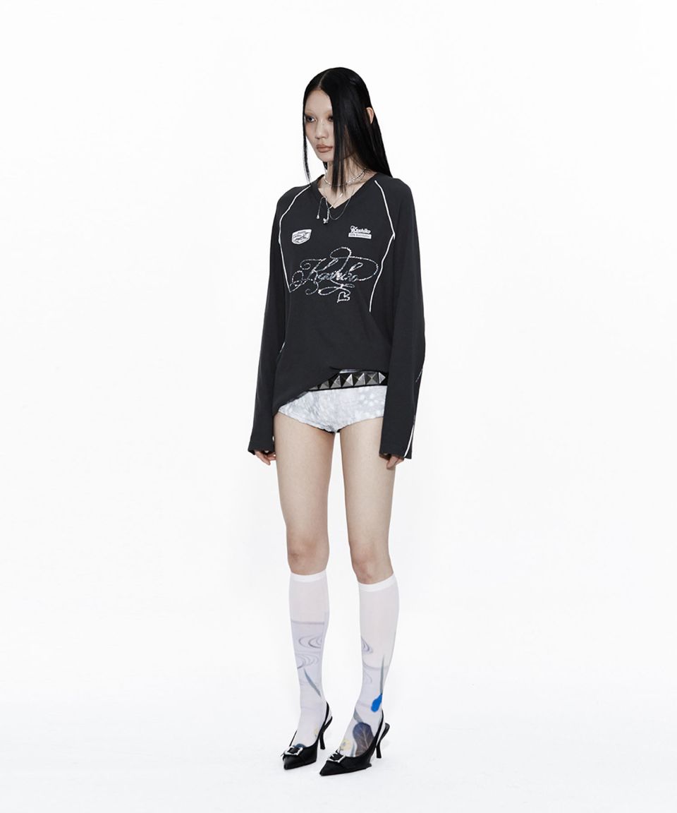 kashiko Waffle Rugby Tee Black ブラック MUSINSA | KASHIKO Waffle Rugby Tee Charcoal