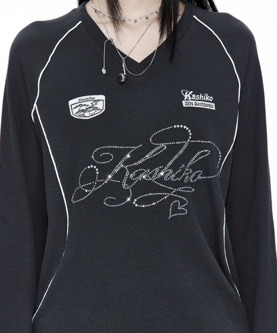 MUSINSA | KASHIKO Waffle Rugby Tee Charcoal