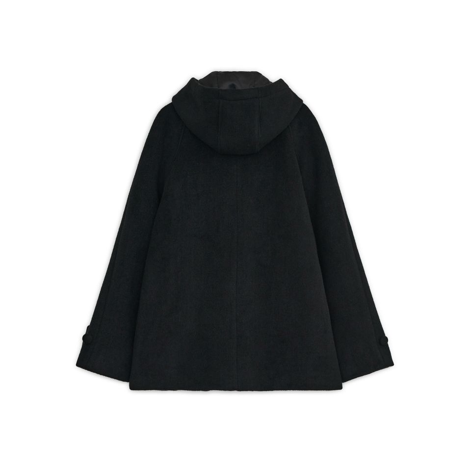MUSINSA | HUG YOUR SKIN Hooded half coat (Black)