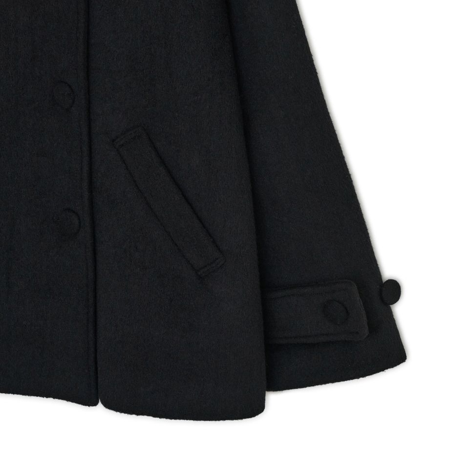 MUSINSA | HUG YOUR SKIN Hooded half coat (Black)