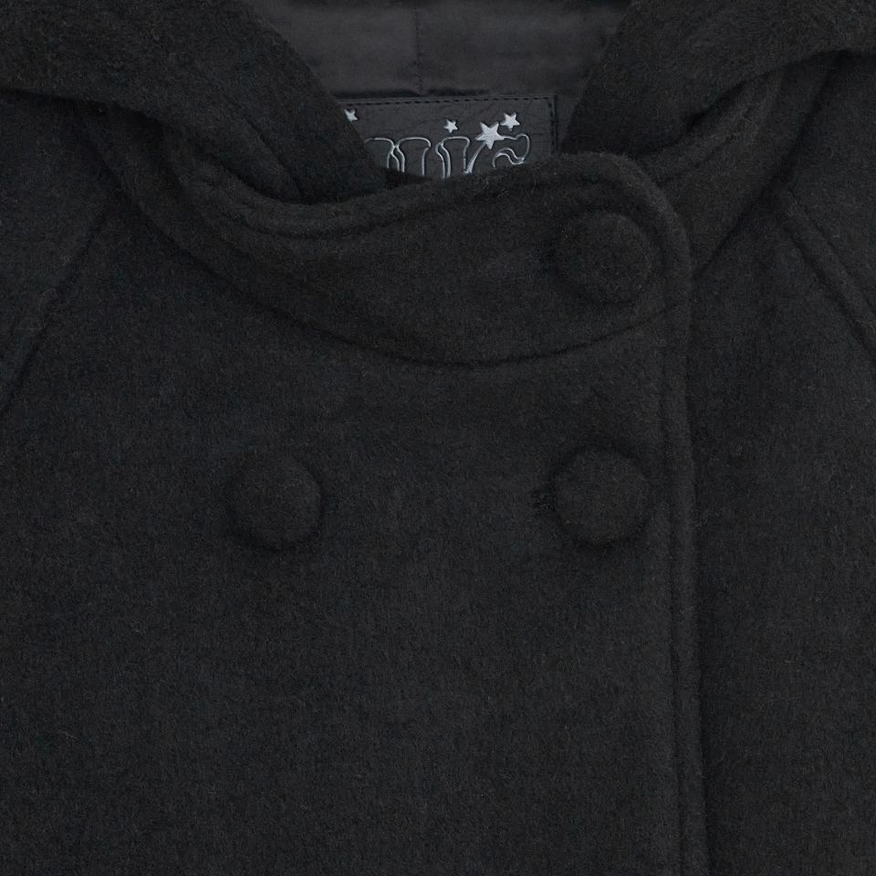 MUSINSA | HUG YOUR SKIN Hooded half coat (Black)