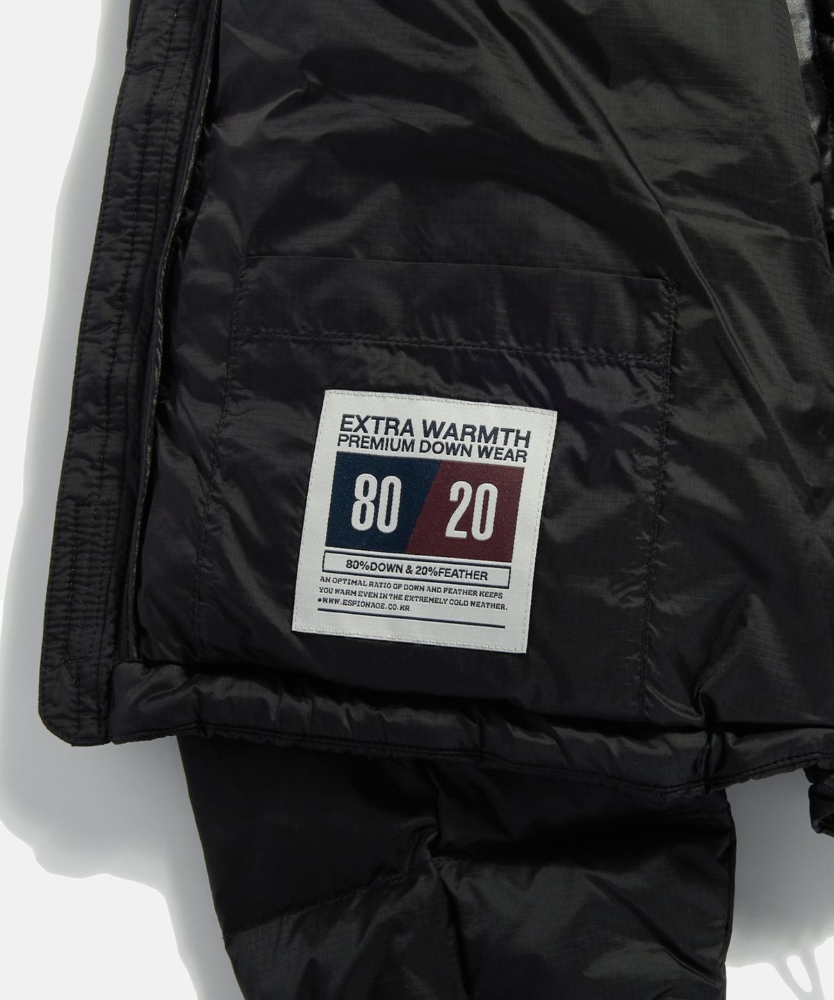 에스피오나지(ESPIONAGE) Hooded Light Down Jacket Black