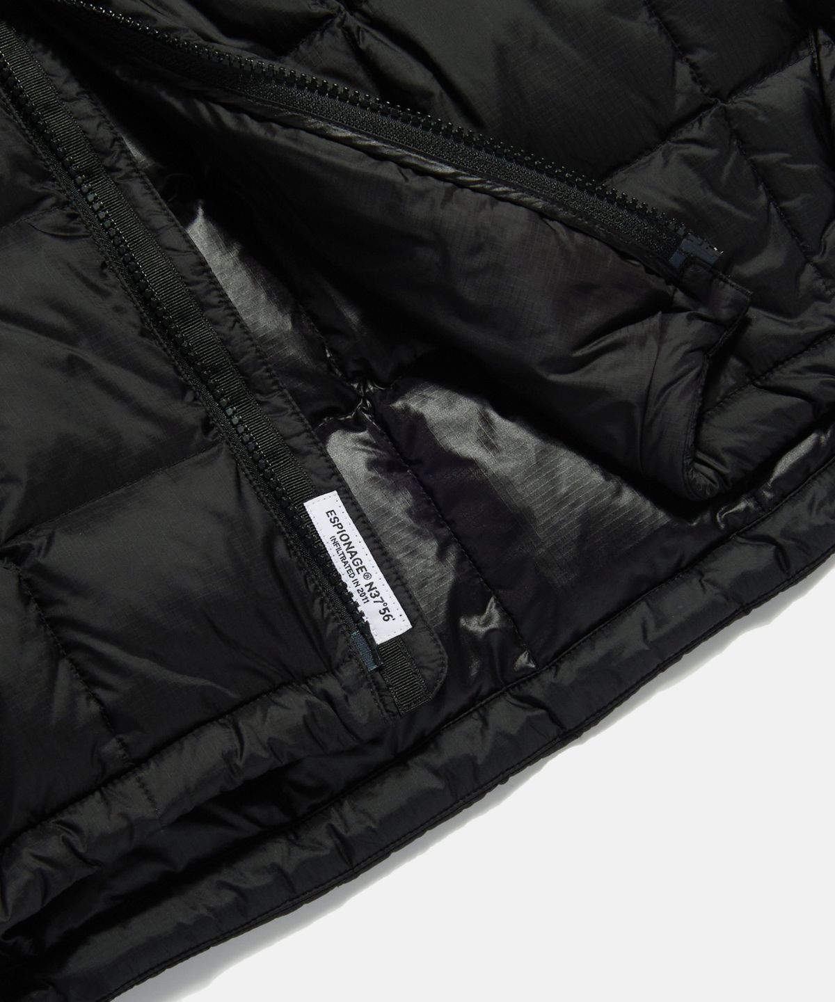 에스피오나지(ESPIONAGE) Hooded Light Down Jacket Black