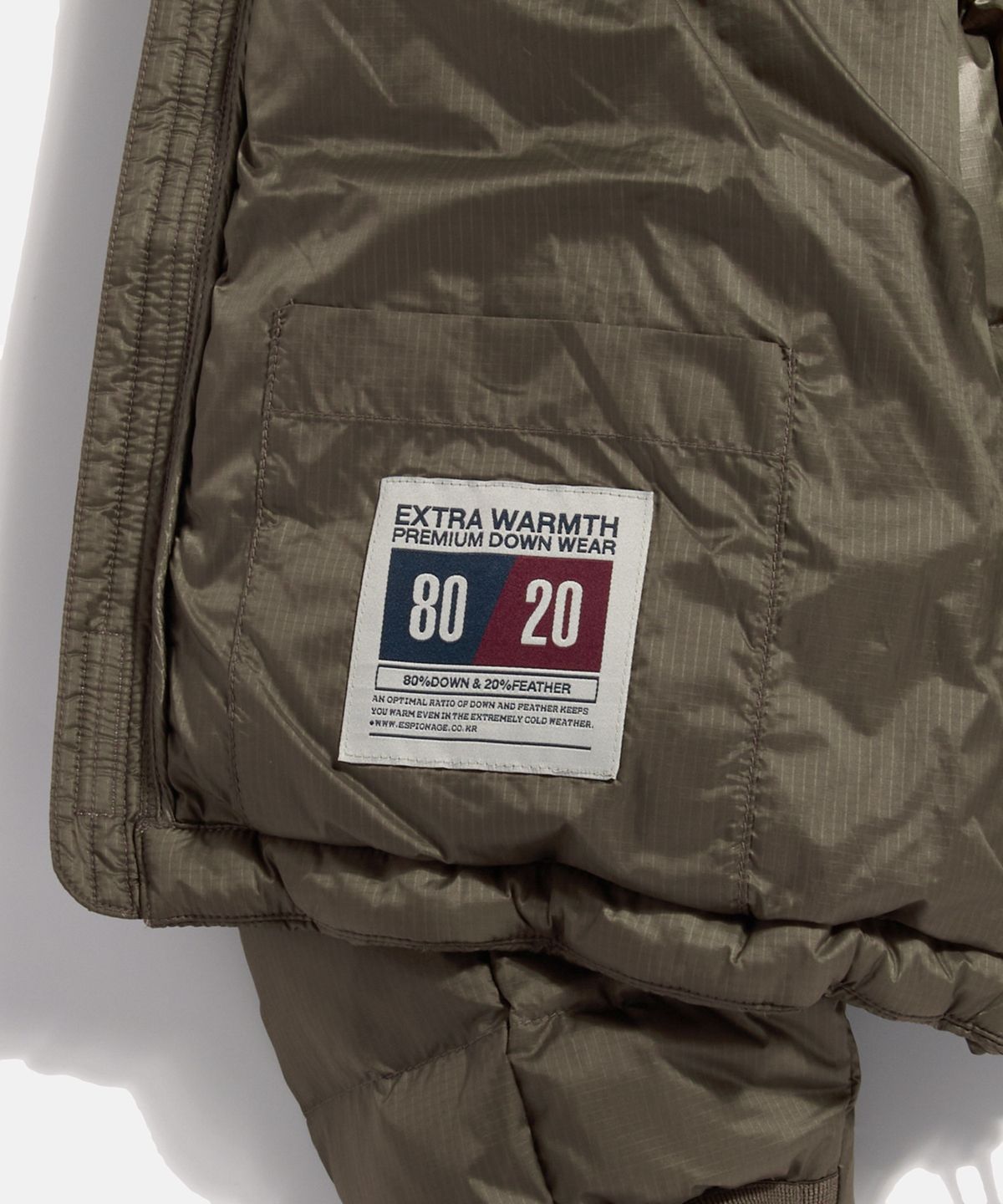 에스피오나지(ESPIONAGE) Hooded Light Down Jacket Taupe