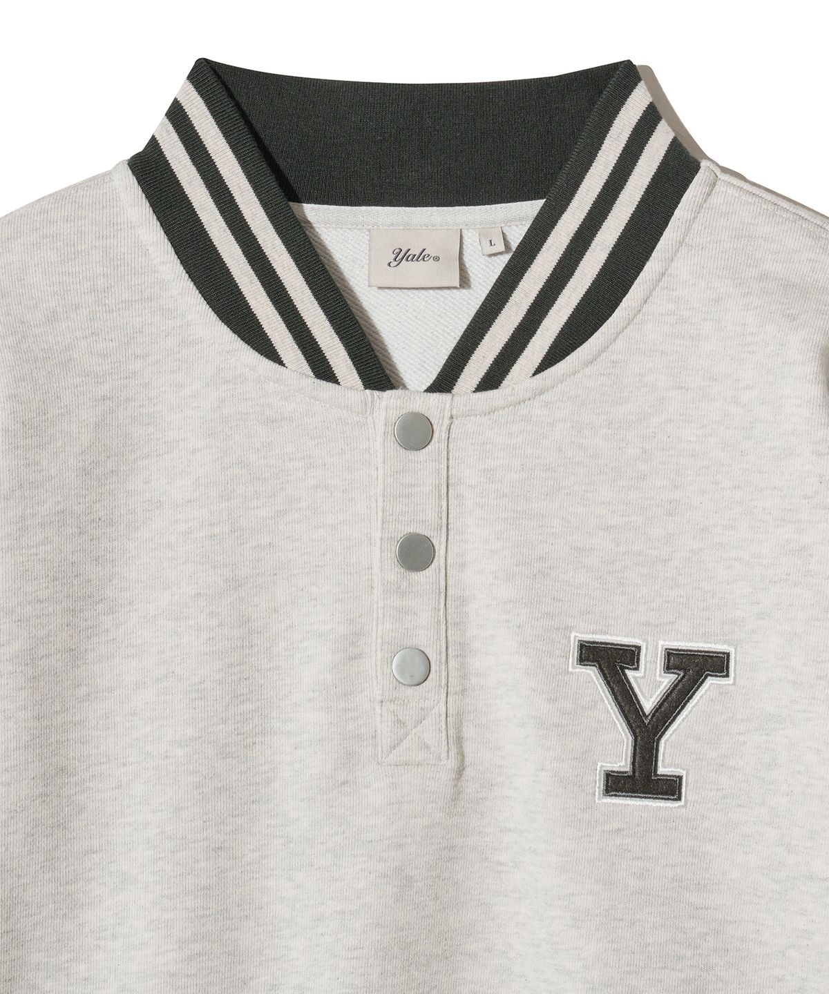 예일(YALE) Y로고 버튼 플리츠 스웻셔츠_오트밀
