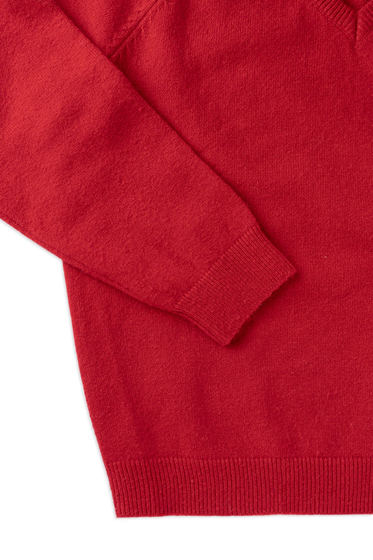 위드아웃썸머(WITHOUT SUMMER) 울 블렌드 브이넥 니트_레드
