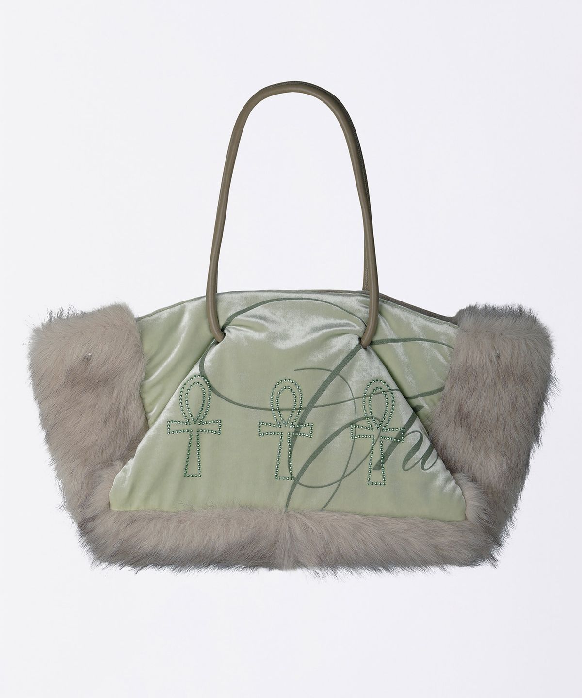 스컬프터(SCULPTOR) Fluffy Slouch Velvet Bag Mint
