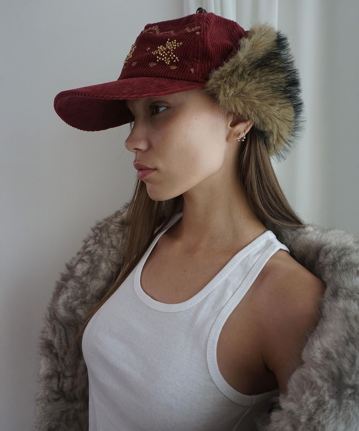 스컬프터(SCULPTOR) Nordic Corduroy Earflap Cap Burgundy