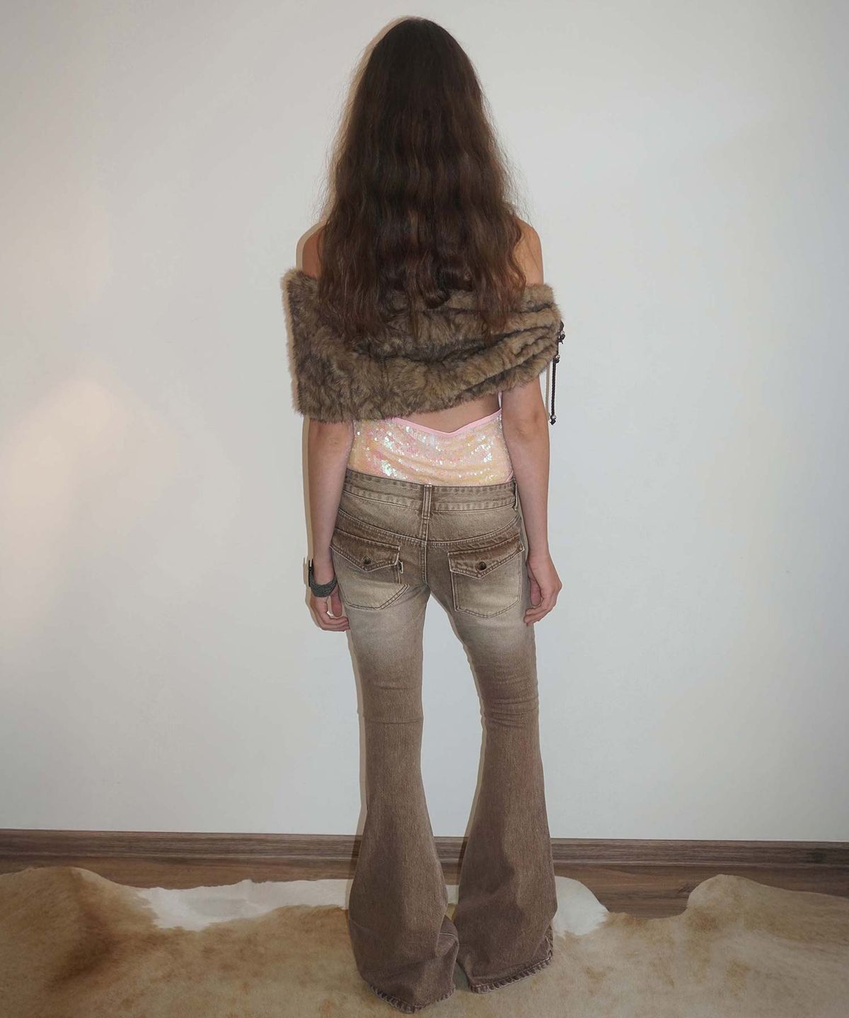 스컬프터(SCULPTOR) Whiskered Bootcut Denim Washed Brown