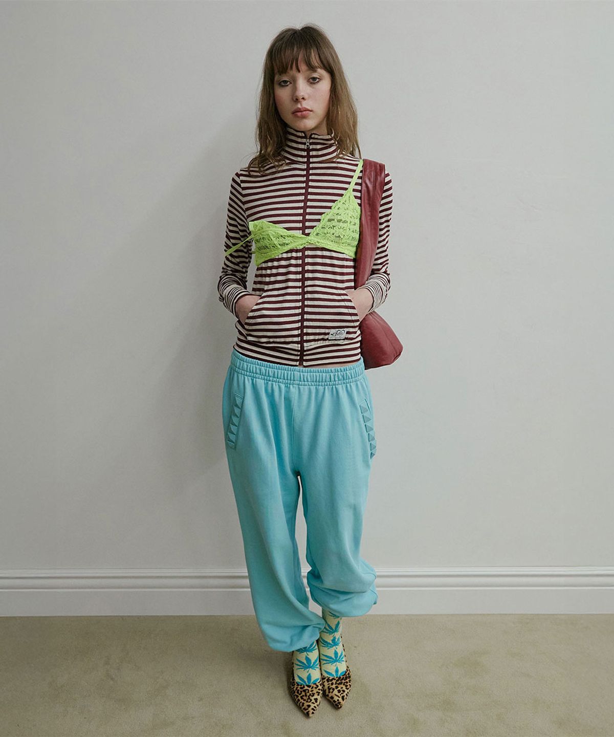 스컬프터(SCULPTOR) Light Weight Striped Jersey Burgundy
