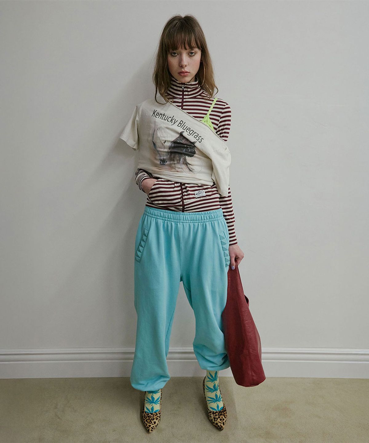 스컬프터(SCULPTOR) Light Weight Striped Jersey Burgundy