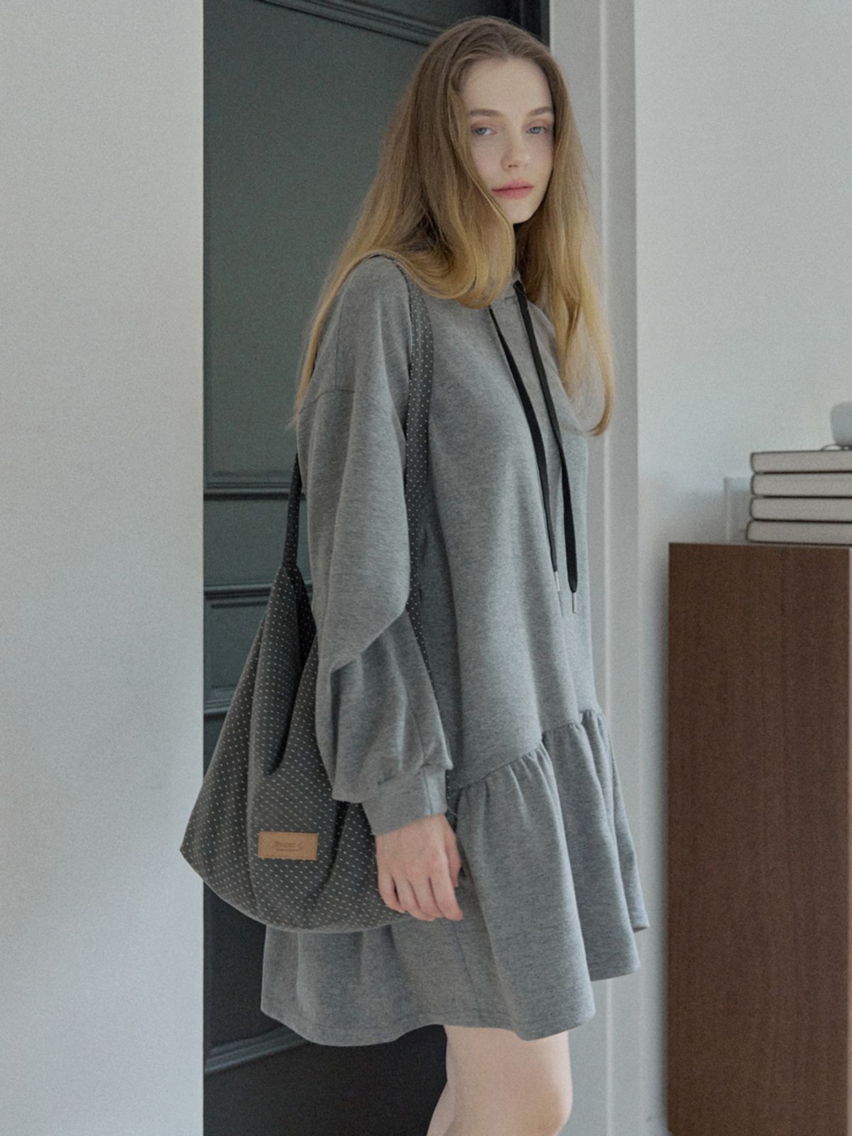 아방(AVANT-G) Dot Pattern Eco Bag - DARK GREY