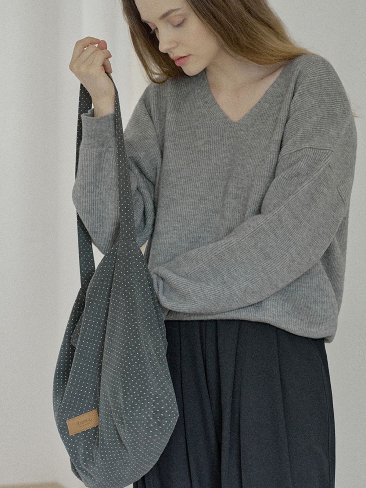 아방(AVANT-G) Dot Pattern Eco Bag - DARK GREY