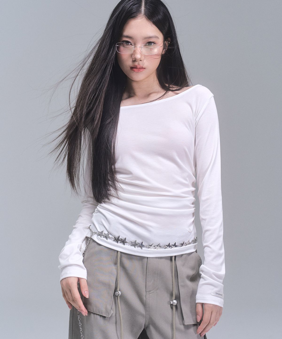 제로플래닛(ZEROPLANET) 조이 셔링 롱 슬리브 탑 [WHITE]