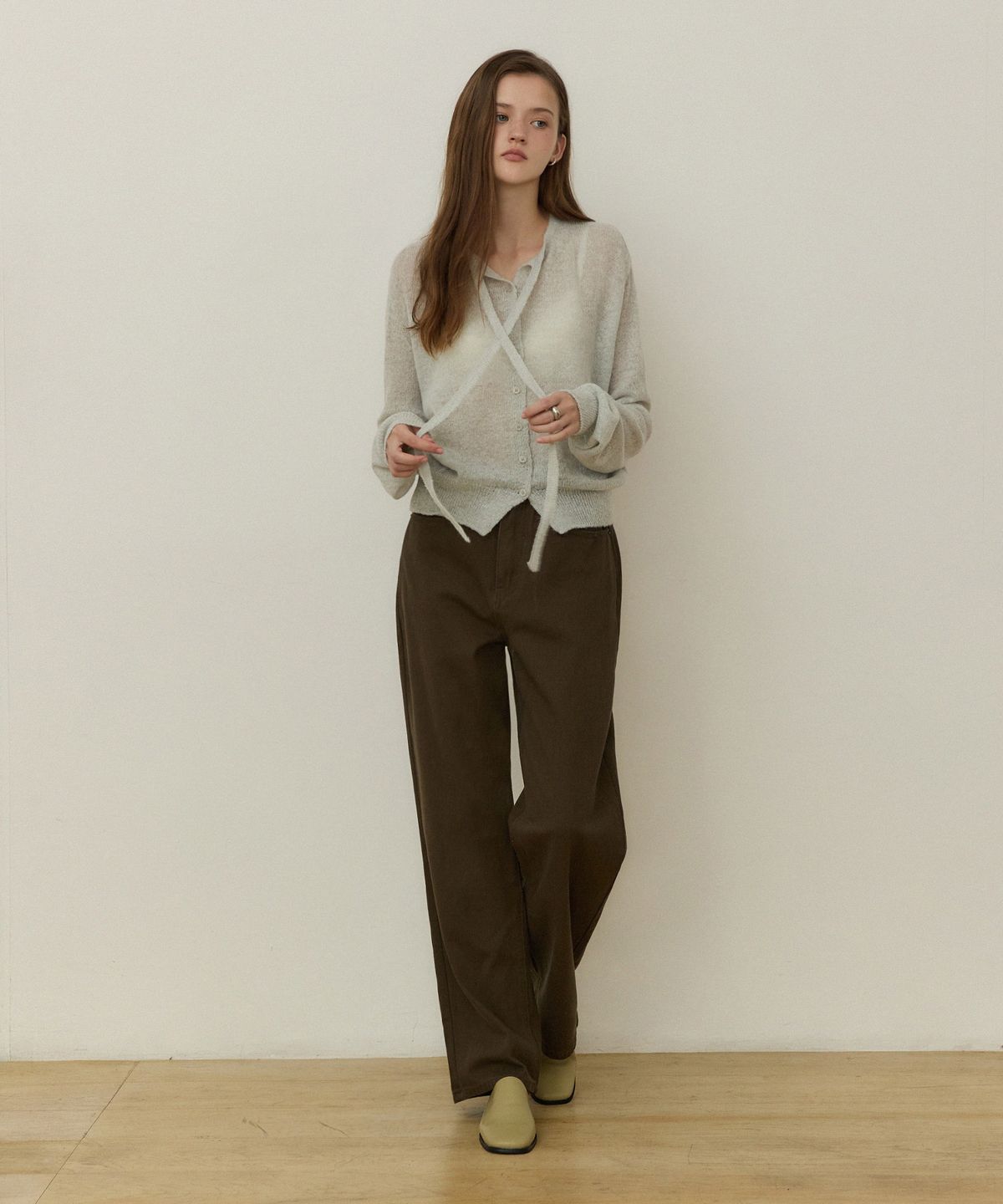 어다울(ADAUL) Classic stright denim pants - deep khaki