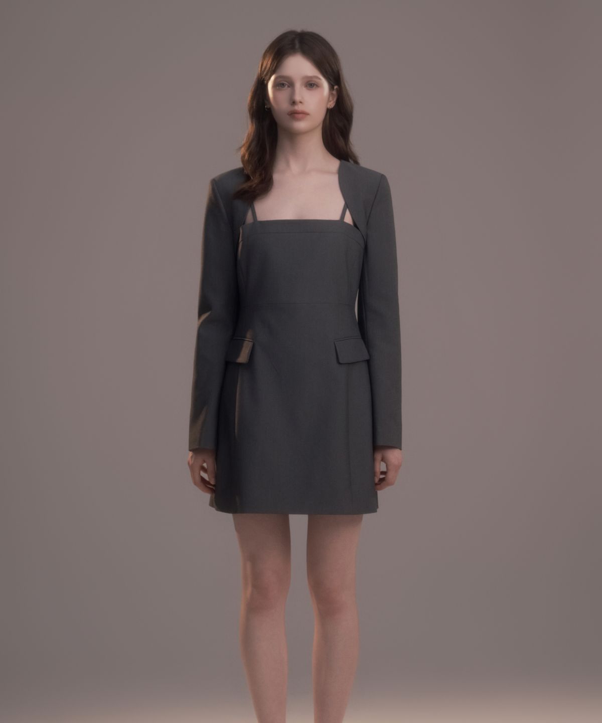 마우솔레움(MAU SOLEUM) Bolero Suit Jacket - Grey
