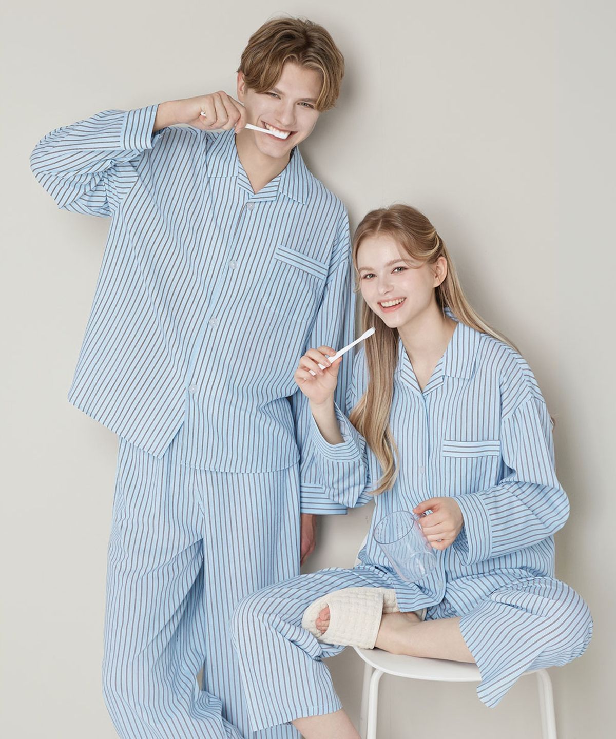 비와이씨(BYC) [SET] 면 레이온 유니섹스 잠옷_BLUE