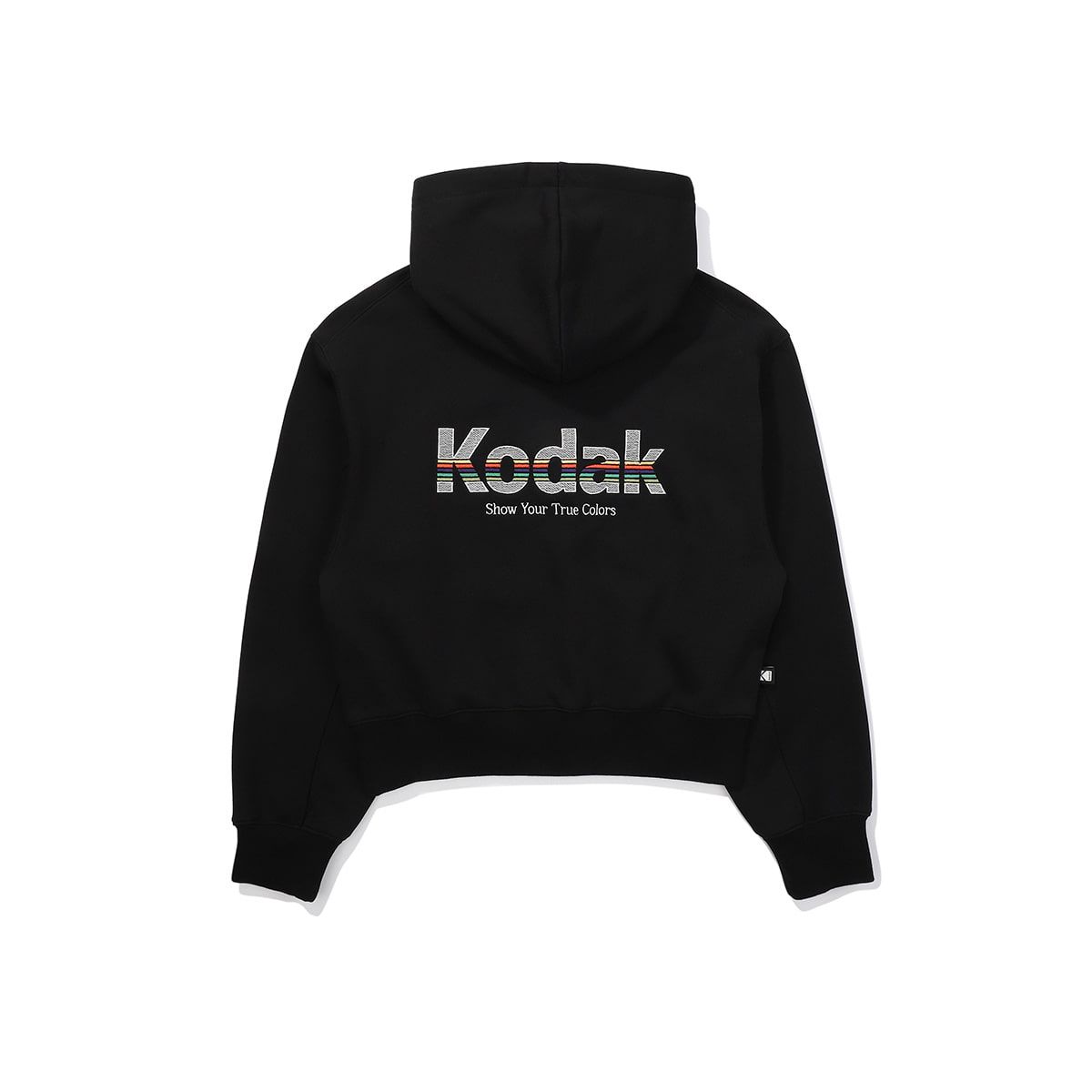 코닥(KODAK) 레인보우 크롭 후드 우먼 BLACK