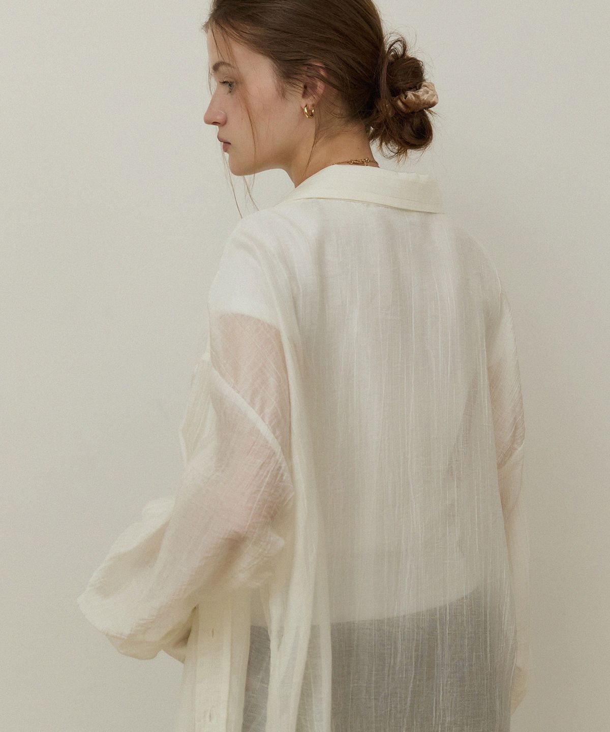 어다울(ADAUL) Crack see through loose shirts - ivory