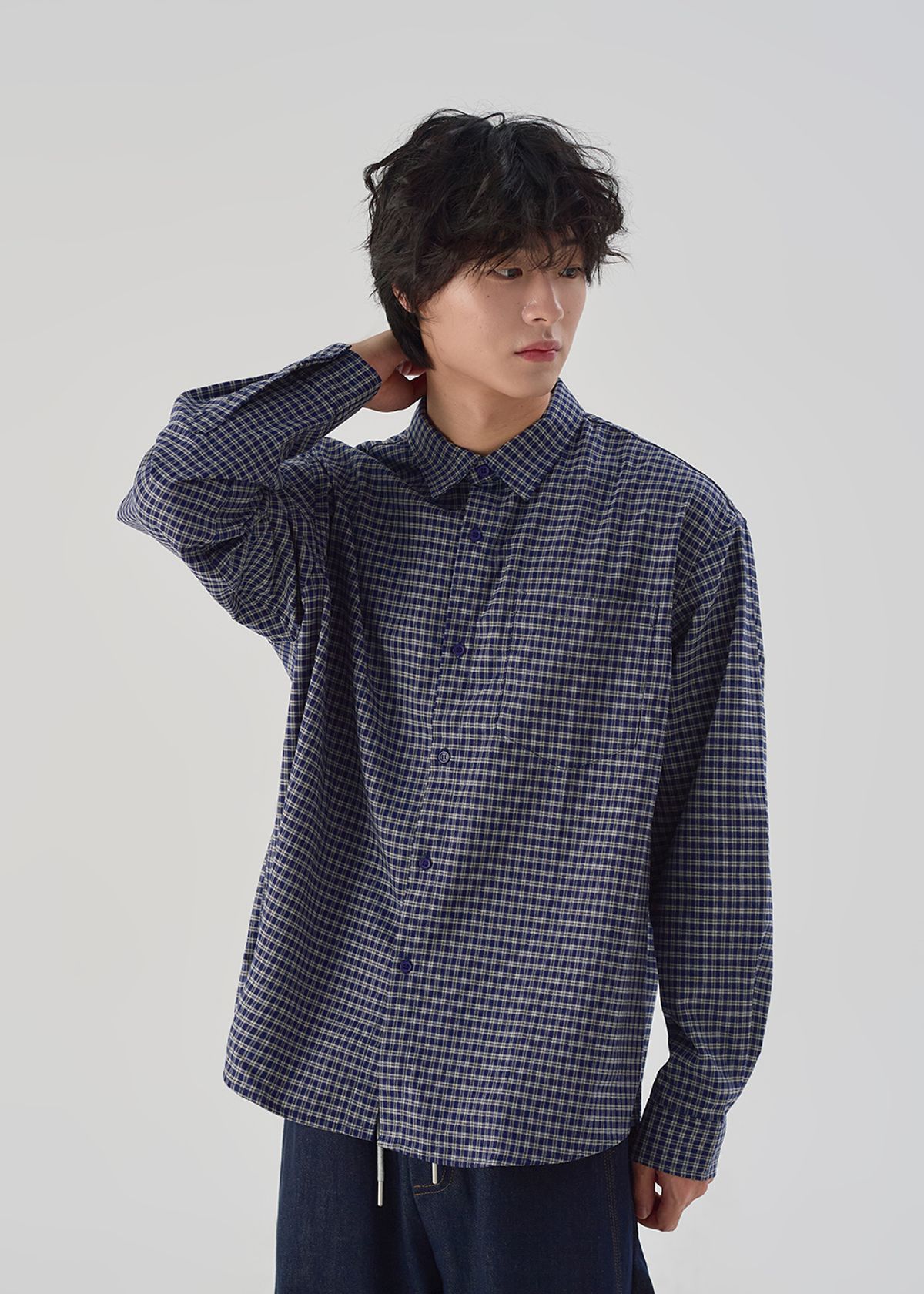 오우사(OWSA) 포켓 긴팔 체크 셔츠 2color