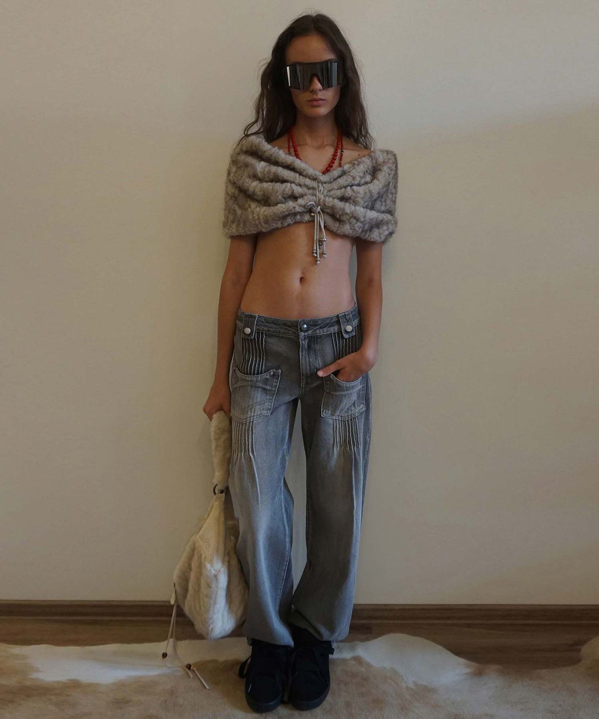 스컬프터(SCULPTOR) Pintuck Pocket Denim Pants Washed Gray