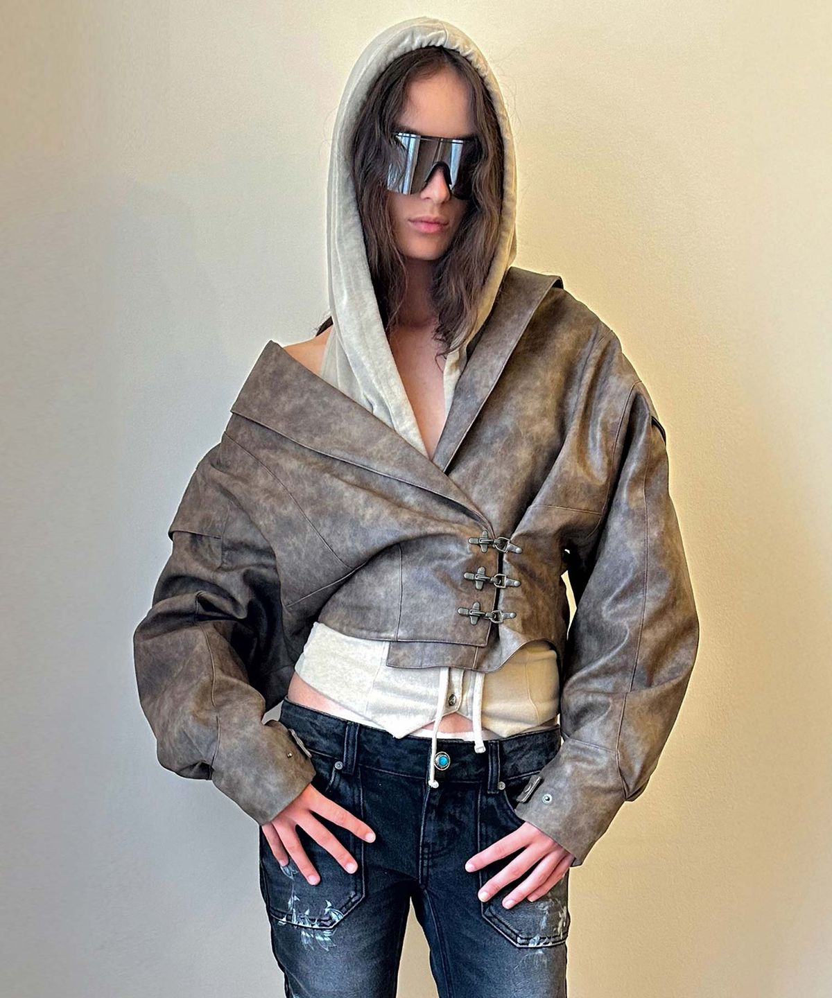 스컬프터(SCULPTOR) Corset Latch Down Jacket Brown
