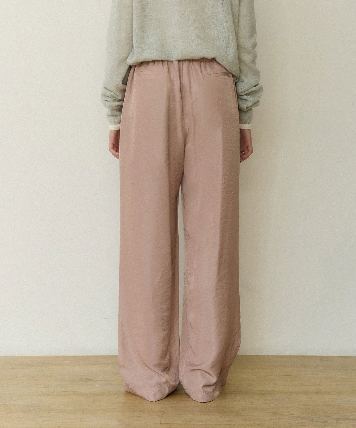 어다울(ADAUL) Sheer maxi wide banding pants - ash pink