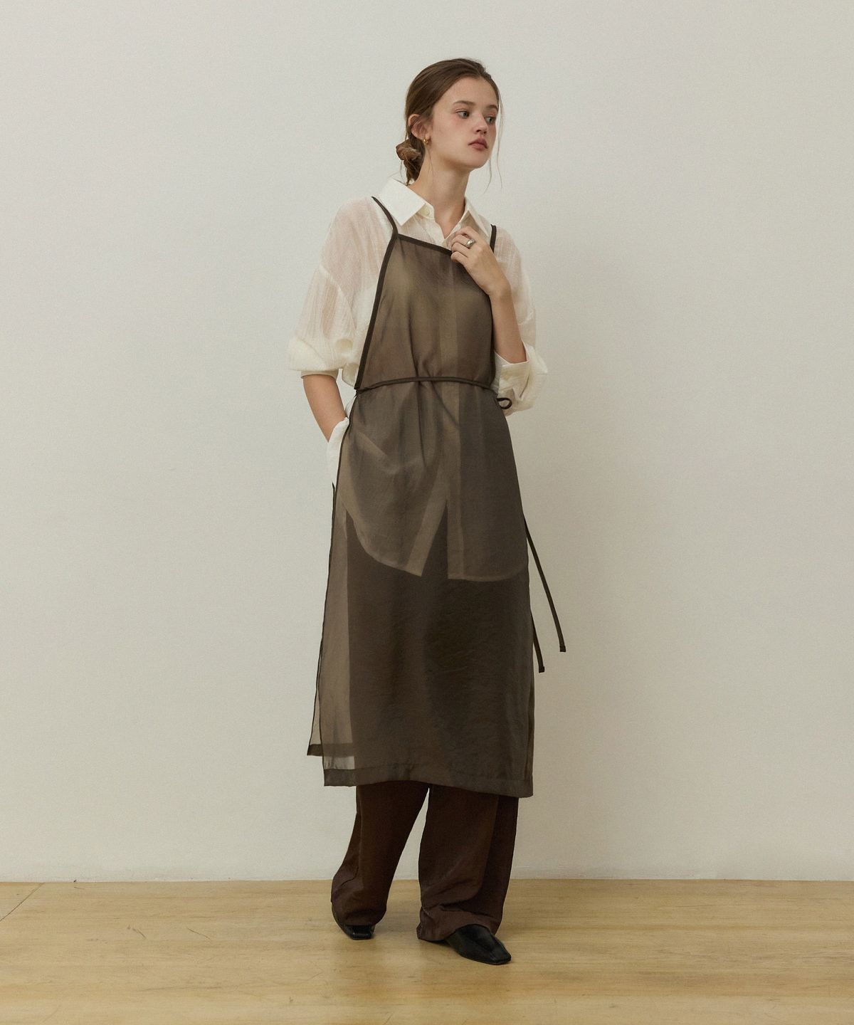 어다울(ADAUL) Grace sheer layered set - brown