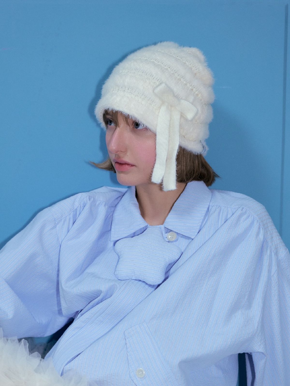 포에지담(POESIEDAME) MELLOW BOW BEANIE IN CREAM