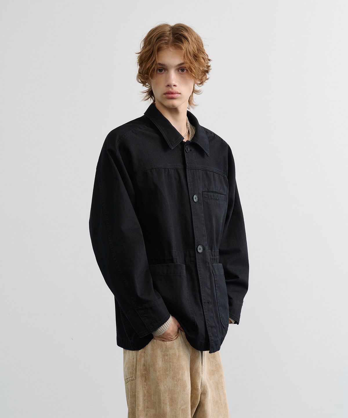 노운(NOUN) faded chore jacket (black)