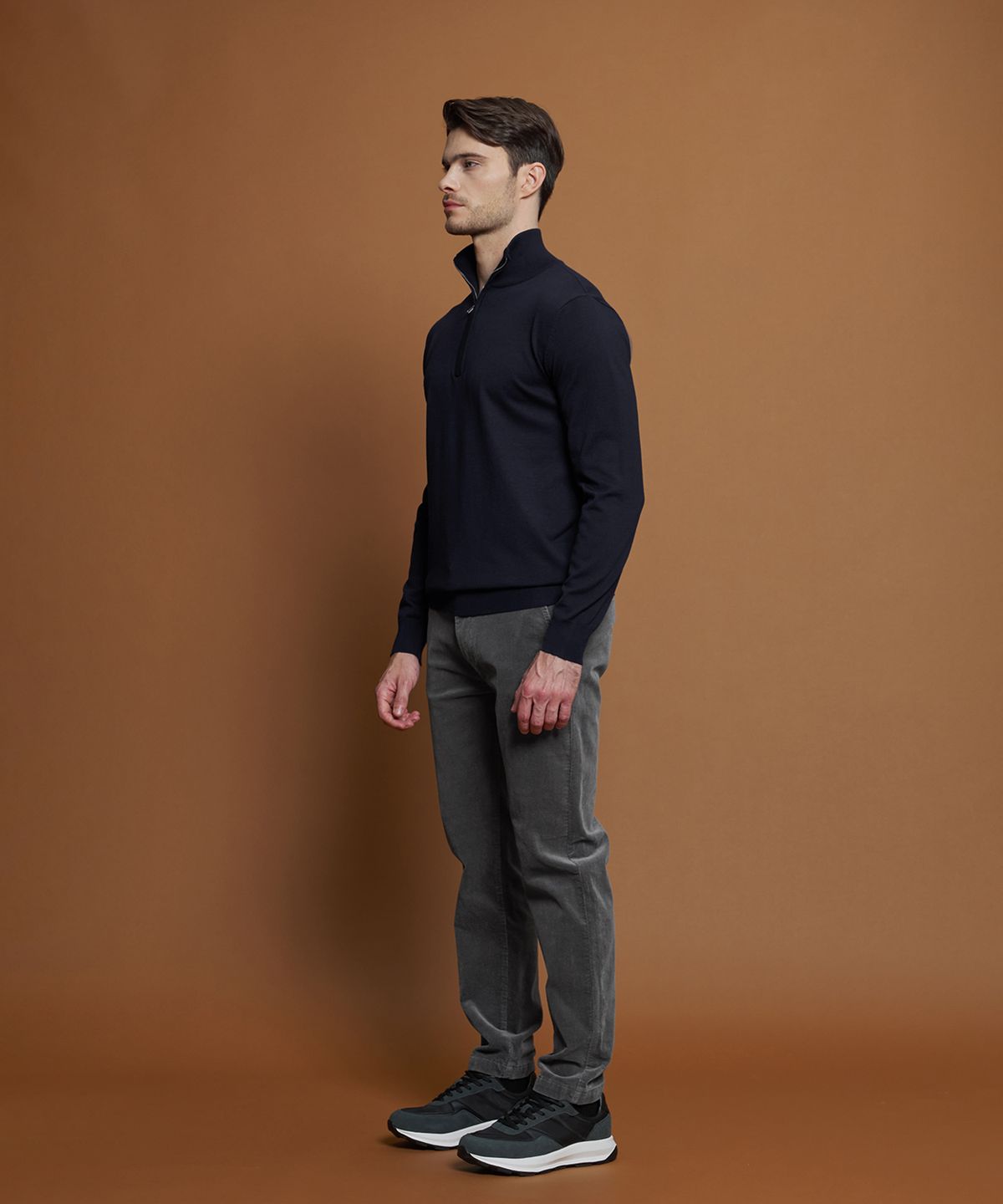 빠니깔레(PANICALE) 그레이 레귤러슬림핏 코듀로이 팬츠